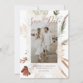 Elegant Rustic Boho Floral Pampas Save the Date (Vorderseite)