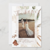 Elegant Rustic Boho Floral Pampas Vielen Dank Kart Save The Date (Vorderseite)