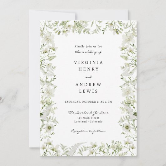 Elegant Rustic Boho Greenerity Wedding Einladung (Vorderseite)