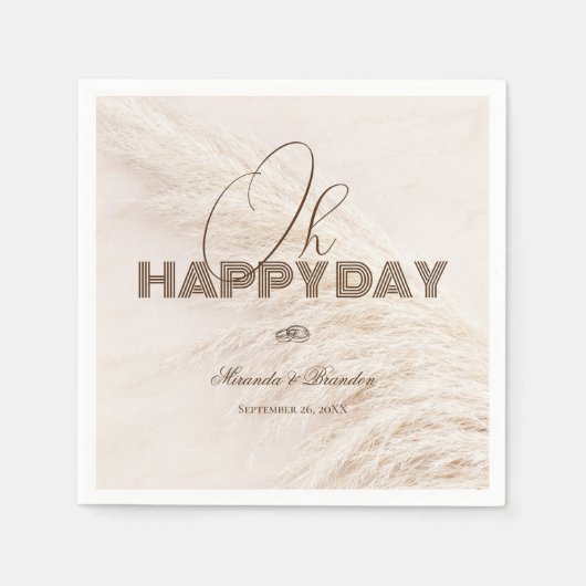 Elegant Rustic Boho Pampas Grass Wedding Napkins Serviette (Vorderseite)