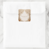 Elegant Rustic Brown Tree Arch White Floral Quadratischer Aufkleber (Tasche)