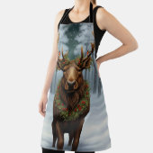 Elegant rustic Christmas moose winter landscape Schürze (InSitu)