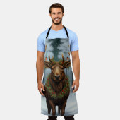 Elegant rustic Christmas moose winter landscape Schürze (Getragen)