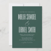 Elegant Rustic Emerald Green Wedding Invitation Einladung (Vorderseite)