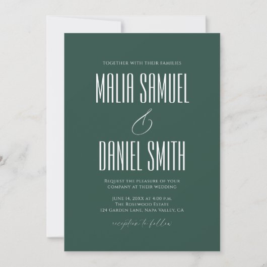 Elegant Rustic Emerald Green Wedding Invitation Einladung (Vorderseite)