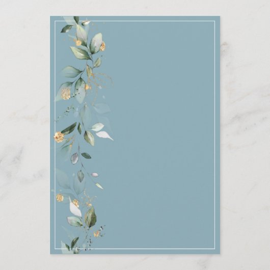 Elegant Rustic Eucalyptus Blue Wedding Einladung (Rückseite)