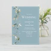 Elegant Rustic Eucalyptus Blue Wedding Einladung (Stehend Vorderseite)