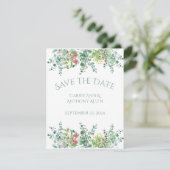 Elegant Rustic Eucalyptus Floral Save the Date (Stehend Vorderseite)