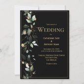 Elegant Rustic Eucalyptus Pastel Black Wedding Einladung (Vorderseite)