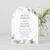 Elegant Rustic Eucalyptus QR Code Photo Wedding Einladung (Stehend Vorderseite)