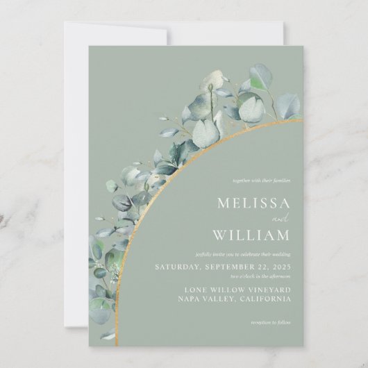 Elegant Rustic Eucalyptus Wedding Einladung (Vorderseite)