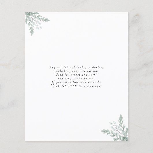 Elegant Rustic Eucalyptus Wedding Einladung (Rückseite)