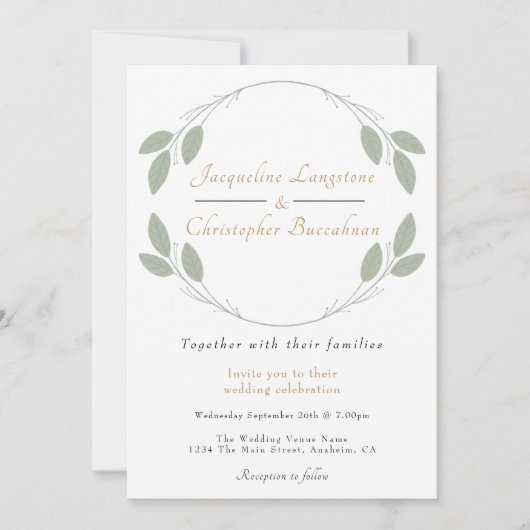 Elegant Rustic Eucalyptus Wedding Einladungen (Vorderseite)