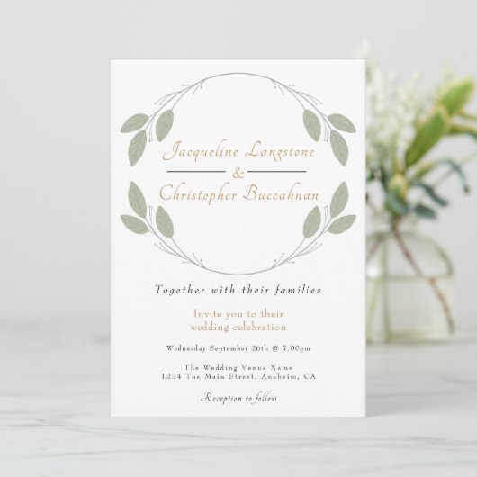 Elegant Rustic Eucalyptus Wedding Einladungen (Stehend Vorderseite)