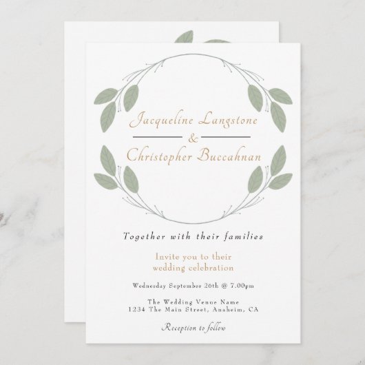 Elegant Rustic Eucalyptus Wedding Einladungen (Vorne/Hinten)
