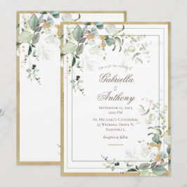 Elegant Rustic Eukalyptus Greenerity Gold Wedding Einladung