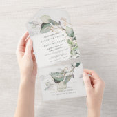 Elegant Rustic Eukalyptus Greenery Elegant Wedding All In One Einladung (Abreißtisch)