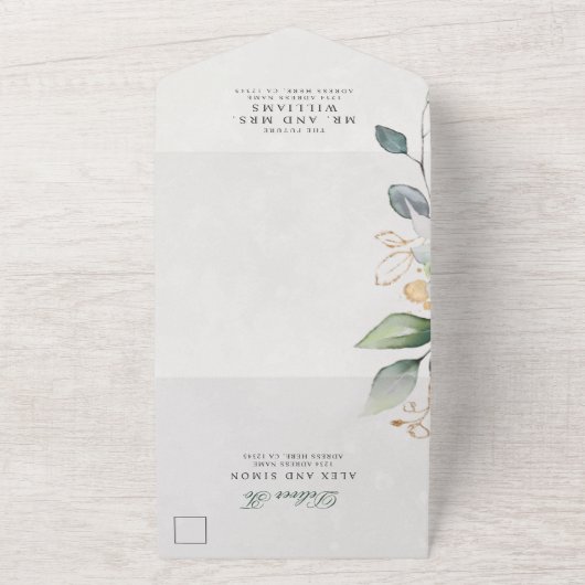 Elegant Rustic Eukalyptus Greenery Elegant Wedding All In One Einladung (Außenbereich)