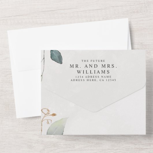 Elegant Rustic Eukalyptus Greenery Elegant Wedding All In One Einladung (Rückseite)