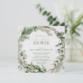 Elegant Rustic Eukalyptus Watercolor Grüne Einladung (Stehend Vorderseite)