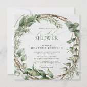 Elegant Rustic Eukalyptus Watercolor Grüne Einladung (Vorderseite)
