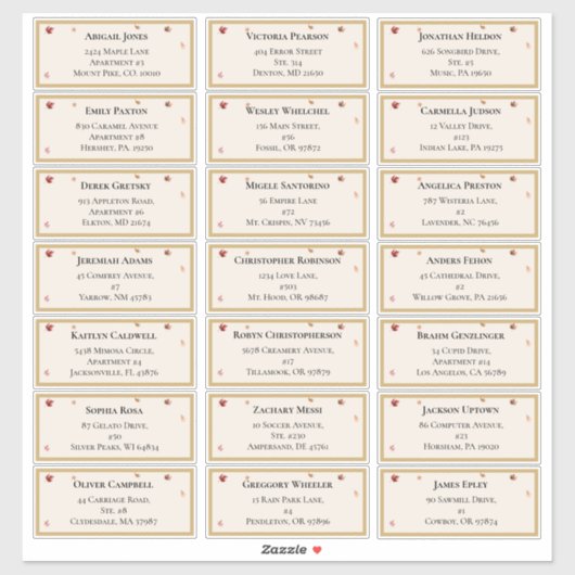 Elegant Rustic Fall Beige Wedding Guest Address Aufkleber (Blatt)