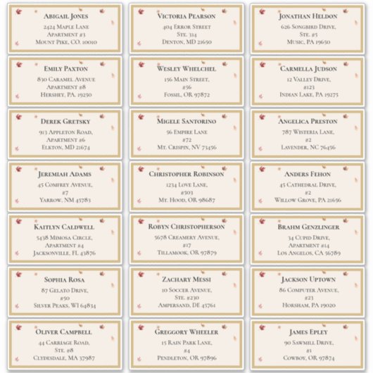 Elegant Rustic Fall Beige Wedding Guest Address Aufkleber (Vorderseite)