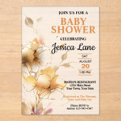 Elegant Rustic Floral Baby Shower Acryleinladungen (Vorderseite)