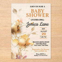 Elegant Rustic Floral Baby Shower Acryleinladungen
