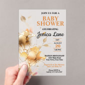 Elegant Rustic Floral Baby Shower Acryleinladungen (Insitu (Handheld))