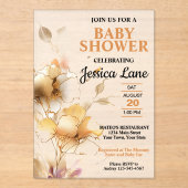 Elegant Rustic Floral Baby Shower Acryleinladungen (Vorderseite)