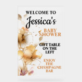 Elegant Rustic Floral Baby Shower Acrylschild (Vorderseite)