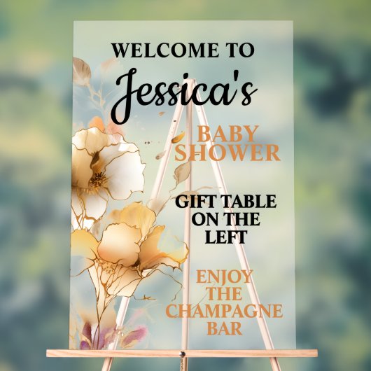 Elegant Rustic Floral Baby Shower Acrylschild (Neutral)