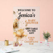 Elegant Rustic Floral Baby Shower Acrylschild (Hochzeit)