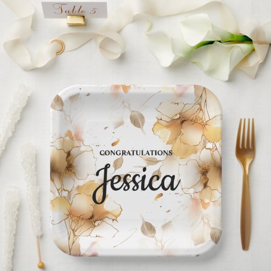 Elegant Rustic Floral Baby Shower Pappteller (Hochzeit)