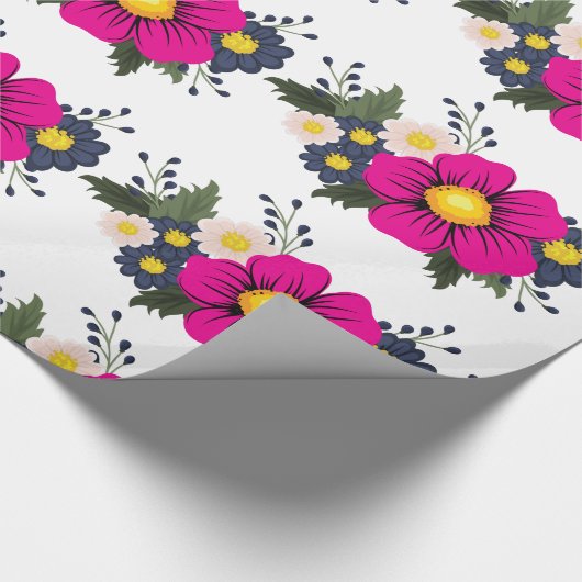 Elegant Rustic Floral Navy Burgundy Marsala Red Geschenkpapier (Ecke)