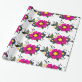 Elegant Rustic Floral Navy Burgundy Marsala Red Geschenkpapier (Ungerollt)