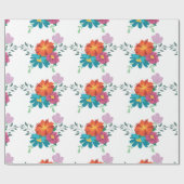 Elegant Rustic Floral Navy Burgundy Marsala Red Geschenkpapier (Flach)