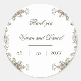 Elegant Rustic Floral Wedding Danke Sticker