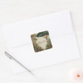 Elegant Rustic Forest Tree Gold Frame Botanical Quadratischer Aufkleber (Umschlag)