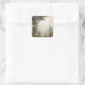 Elegant Rustic Forest Tree Gold Glitter Frame Quadratischer Aufkleber (Tasche)