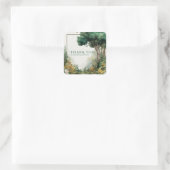 Elegant Rustic Forest Wildflower Gold Frame Quadratischer Aufkleber (Tasche)