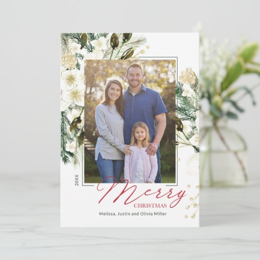 Elegant Rustic Frohe Weihnachten (Stehend Vorderseite)