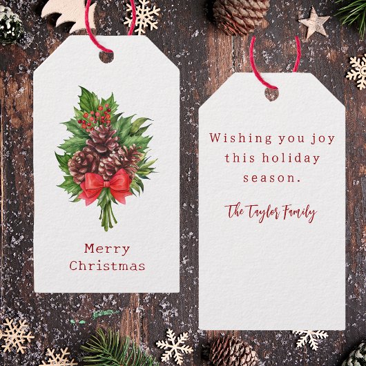 Elegant Rustic Frohe Weihnachten Geschenkanhänger