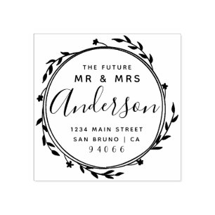 Elegant Rustic Future Mr. & Mrs. Rücksendeadresse Gummistempel