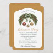 Elegant Rustic Garland Christmas Party Einladung (Vorne/Hinten)