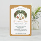 Elegant Rustic Garland Christmas Party Einladung (Stehend Vorderseite)