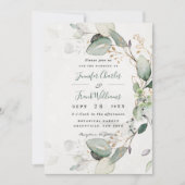 Elegant Rustic Gold Greenery Eucalyptus Wedding Einladung (Vorderseite)