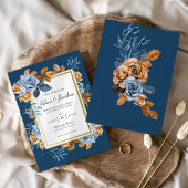 Elegant Rustic Indigo Rust Floral Boho Hochzeit Einladung