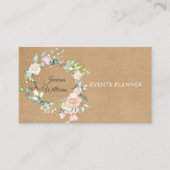 Elegant Rustic Kraft Boho Rose Garland Floral Visitenkarte (Vorderseite)